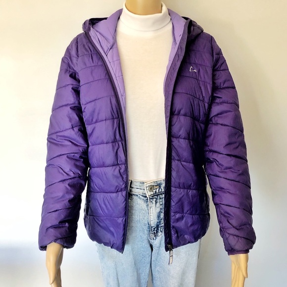 PARADOX Lightweight Packable Winter Purple Short Puffer Hooded Down Jacket Coat. - Picture 1 of 16